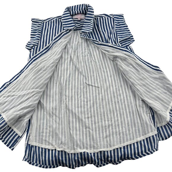 Hampton House Women's Blue & White Striped Sleeveless Button-up Size S - Picture 6 of 7